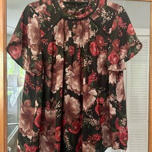 Torrid Black and Red Floral Blouse